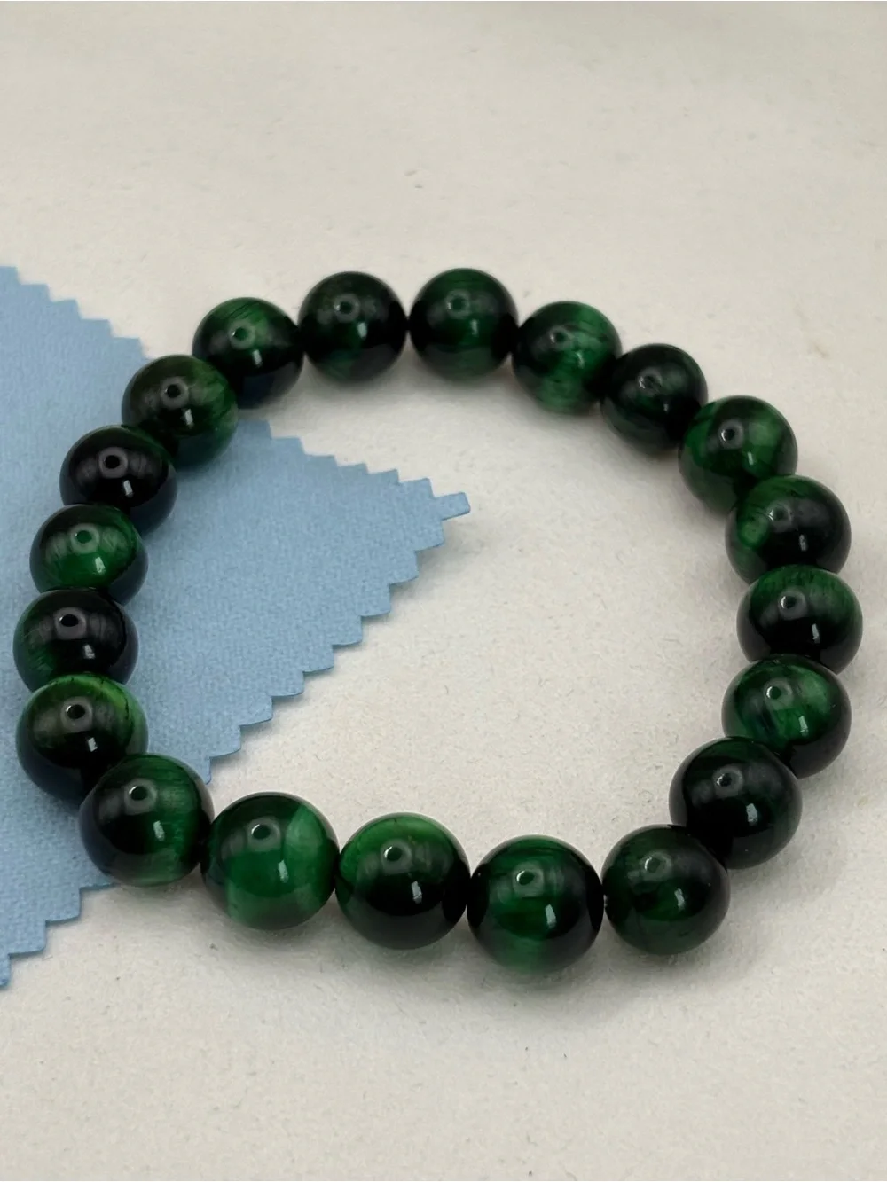 10mm Green Tiger Eye Beaded Stretch Bracelet - Women Jewelry